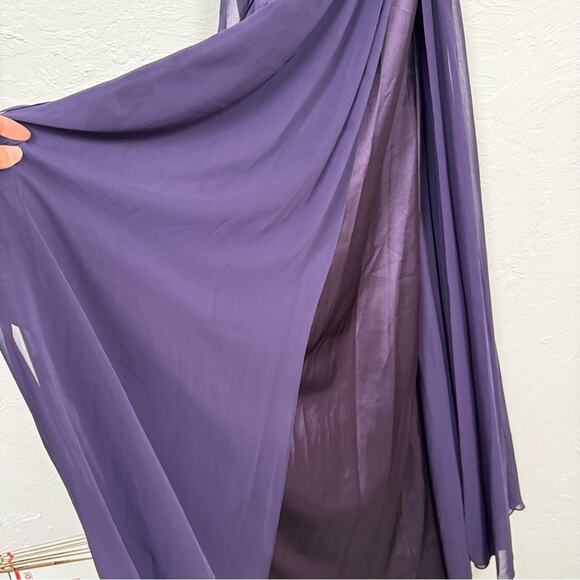 Narianna Purple Sequined Gown Womens XS Formal Bridesmaid Prom High Slit Dress - Picture 3 of 14